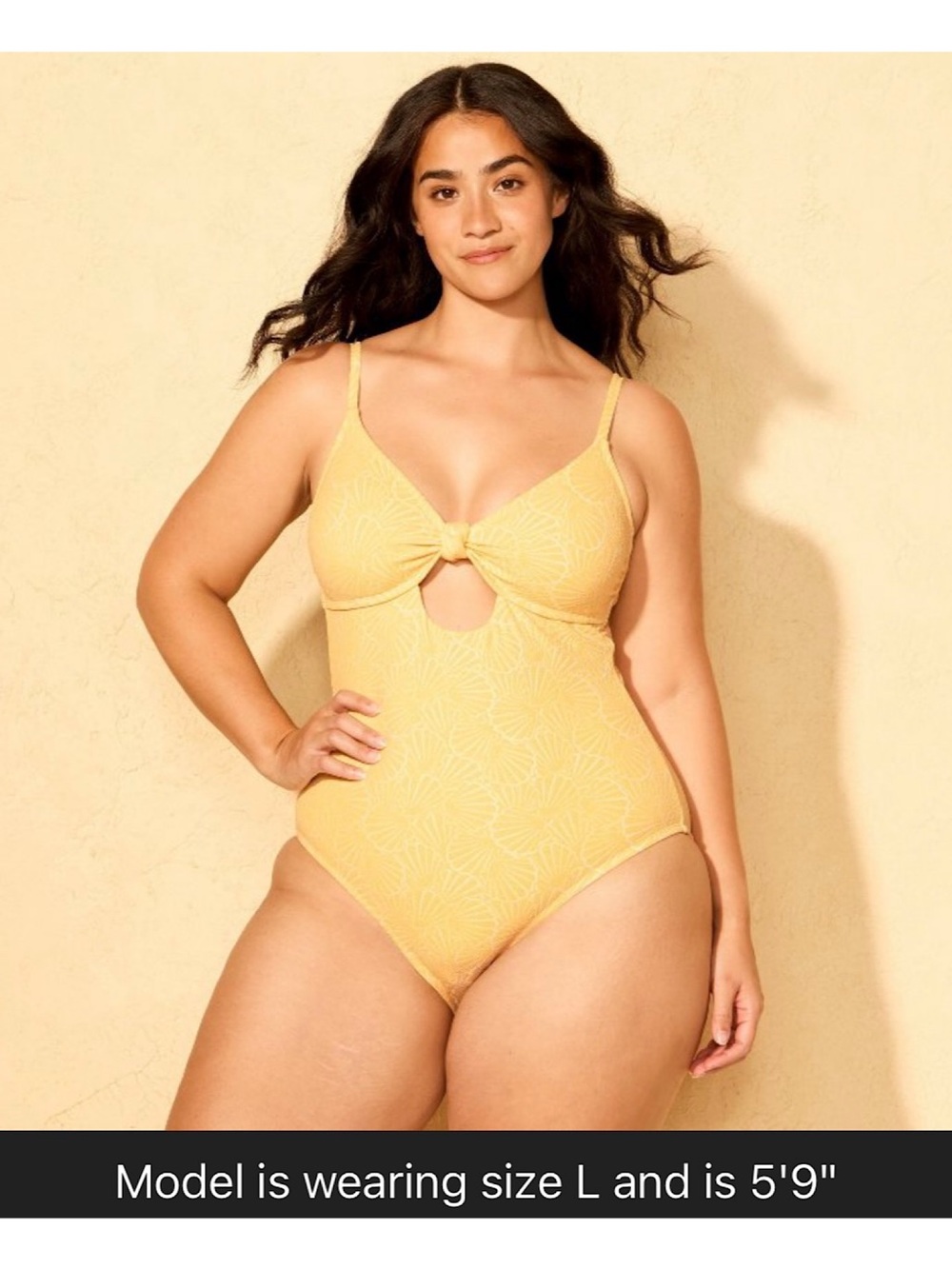 Shade & Shore Knot-Front Keyhole Scoop Neck Full Coverage Swimsuit (Large)